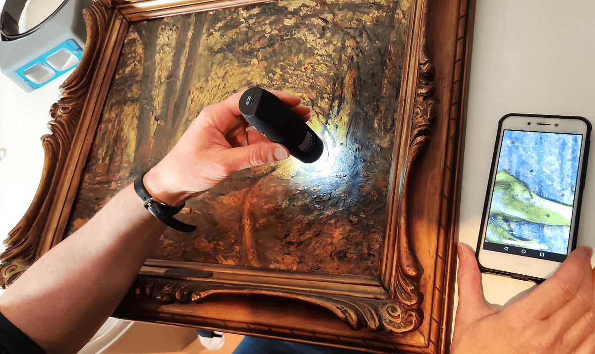 Exemple d'analyse au microscope permettant de constater les dégats d'un tableau